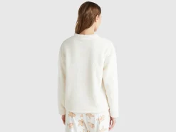 Sweater with biscuit print in faux fur