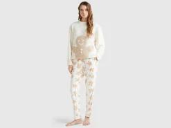 Sweater with biscuit print in faux fur