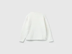 Sweater with biscuit print in faux fur