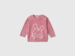 Sweater with bunny inlay