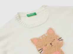 Sweater with cat inlay