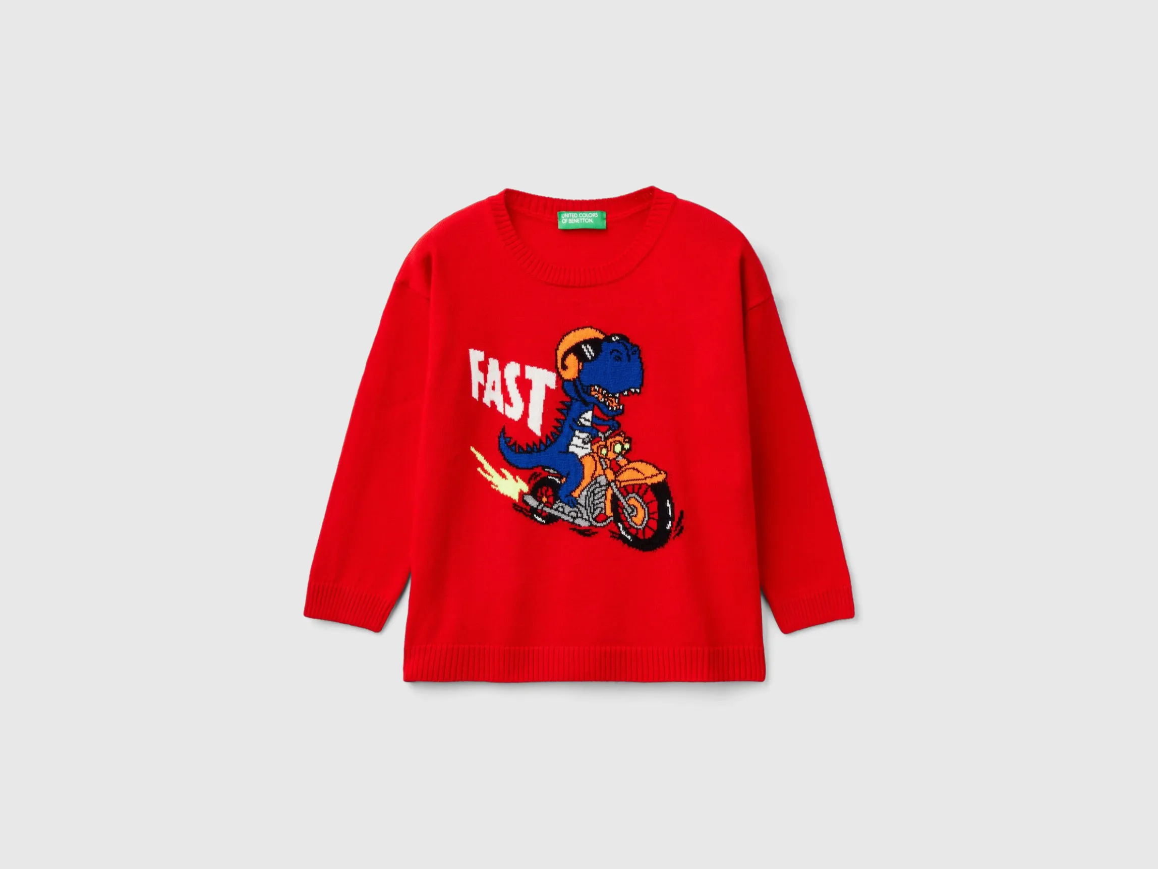 Sweater with dinosaur inlay