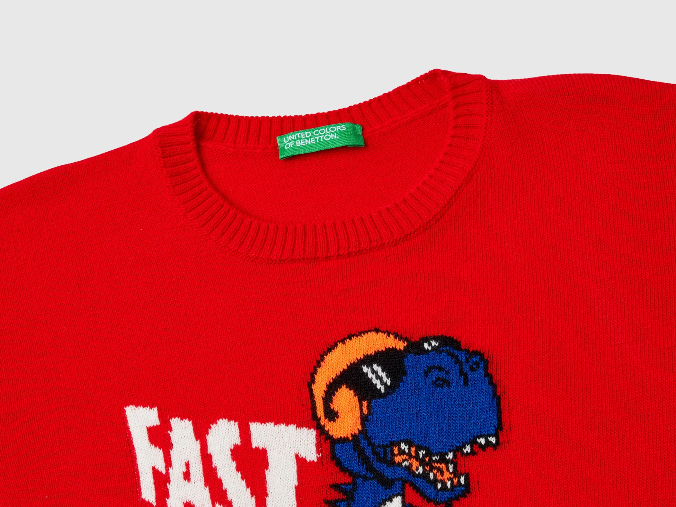 Sweater with dinosaur inlay