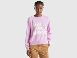 Sweater with embroidery in Merino wool