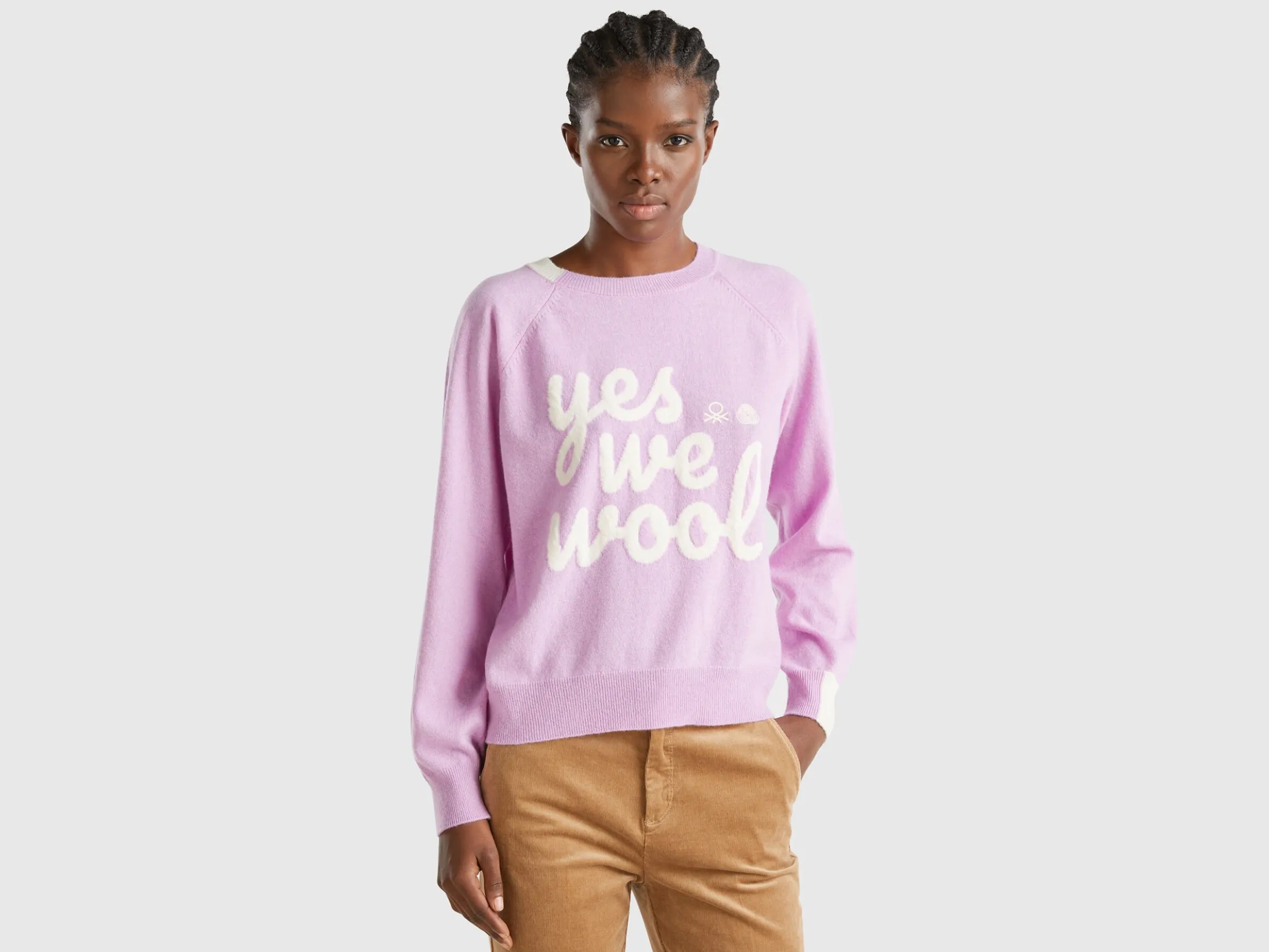 Sweater with embroidery in Merino wool