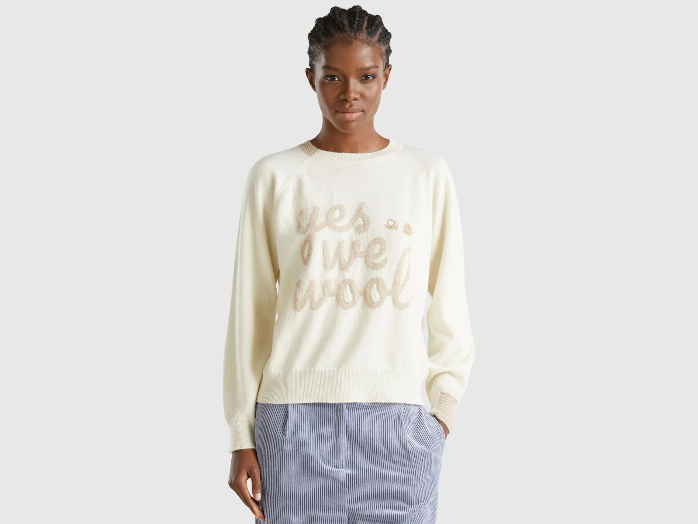 Sweater with embroidery in Merino wool