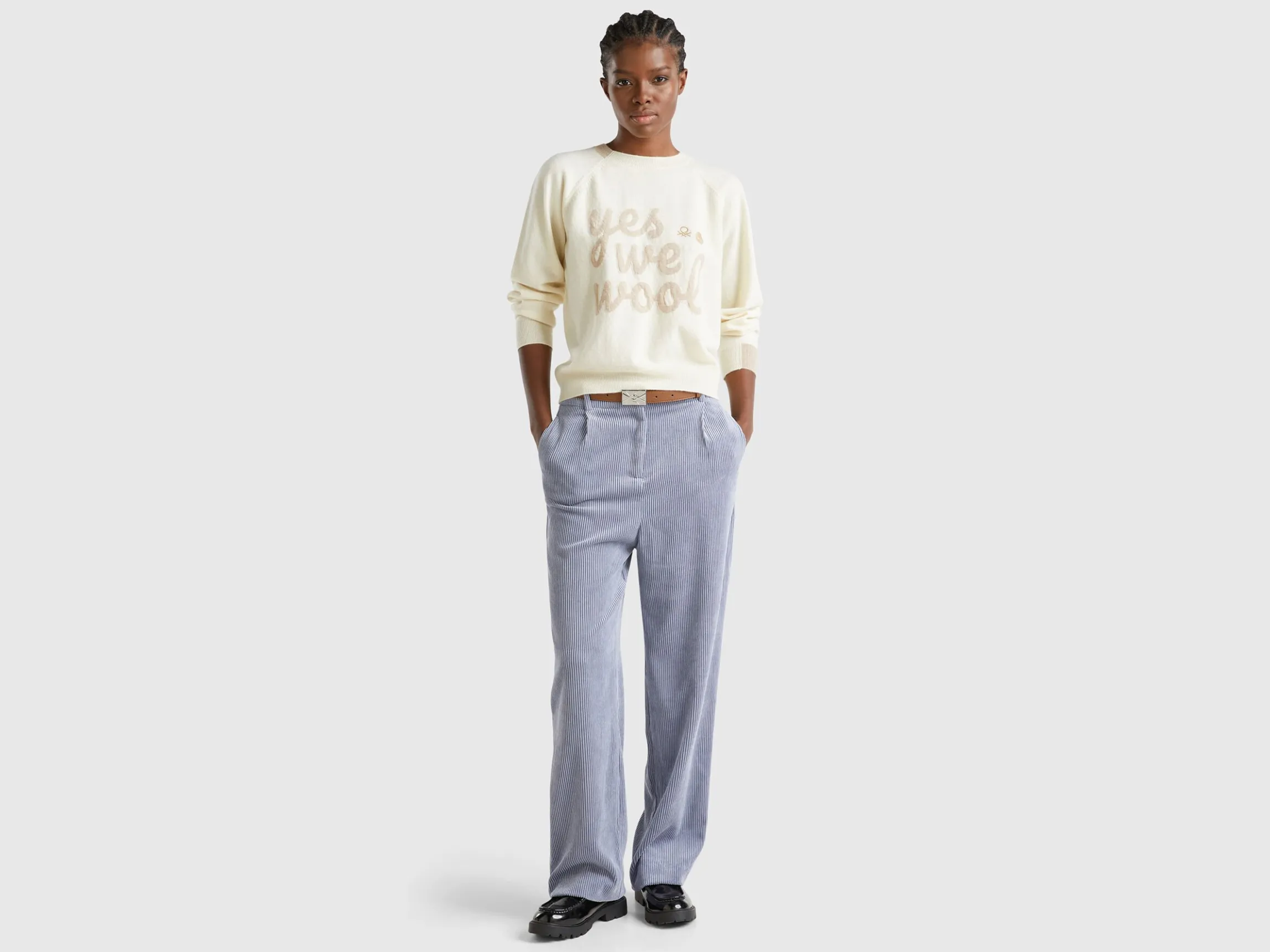 Sweater with embroidery in Merino wool