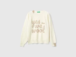 Sweater with embroidery in Merino wool