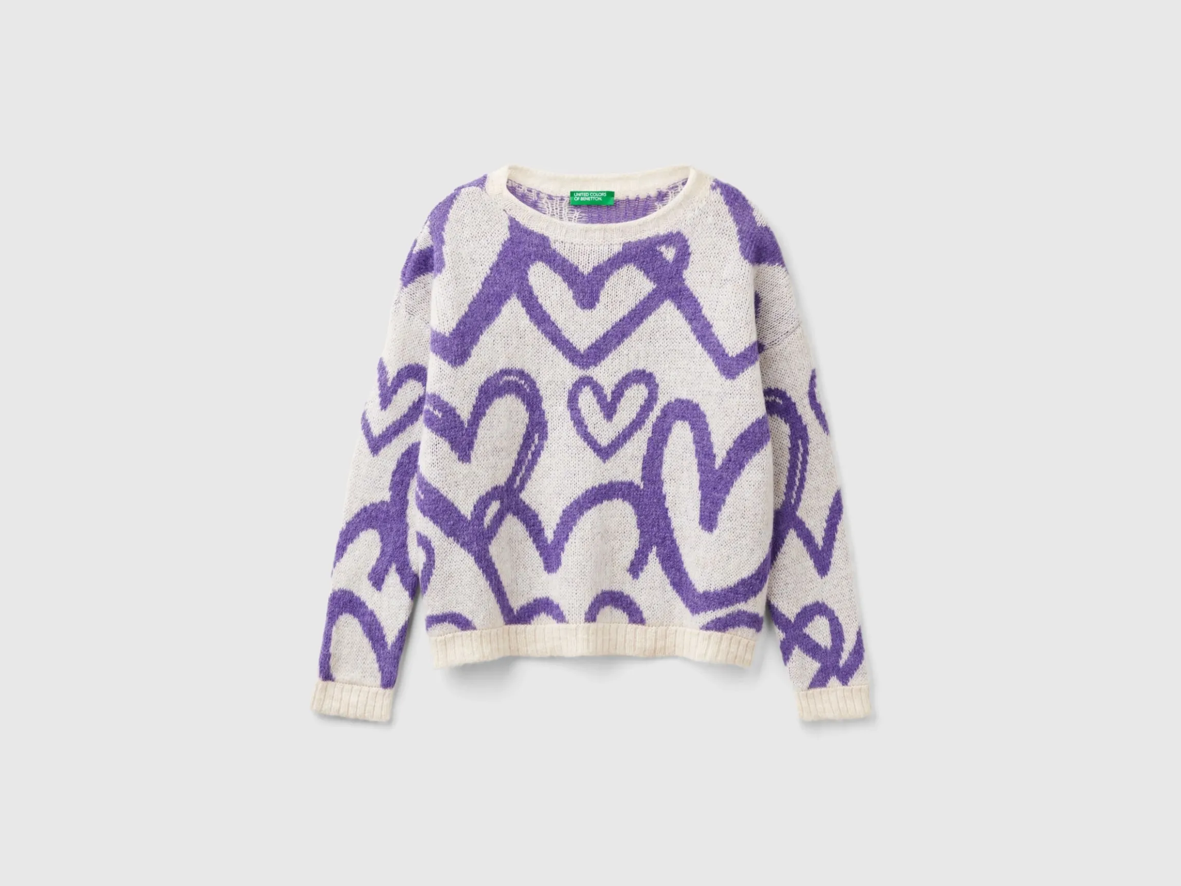 Sweater with jacquard heart motif