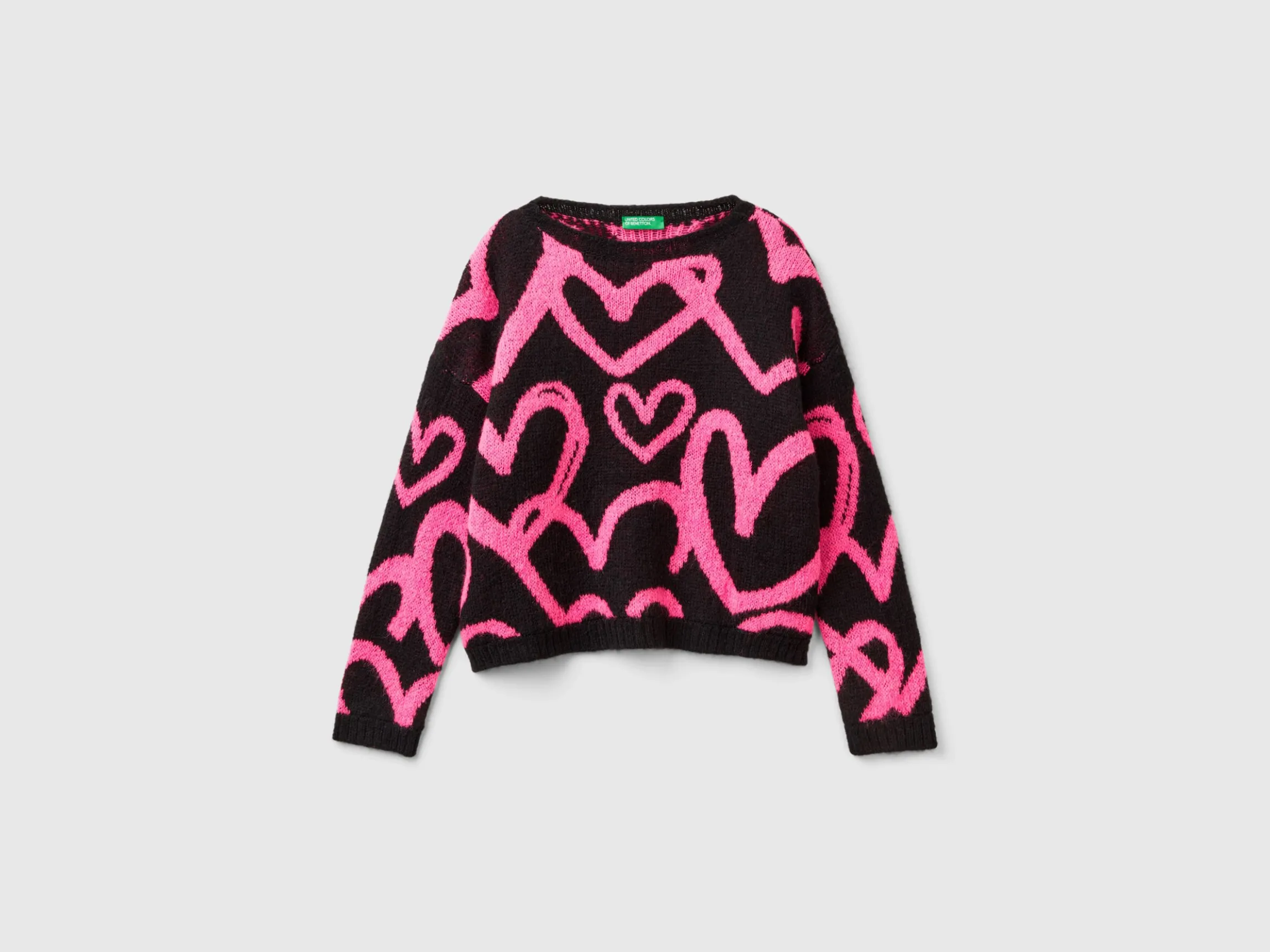 Sweater with jacquard heart motif