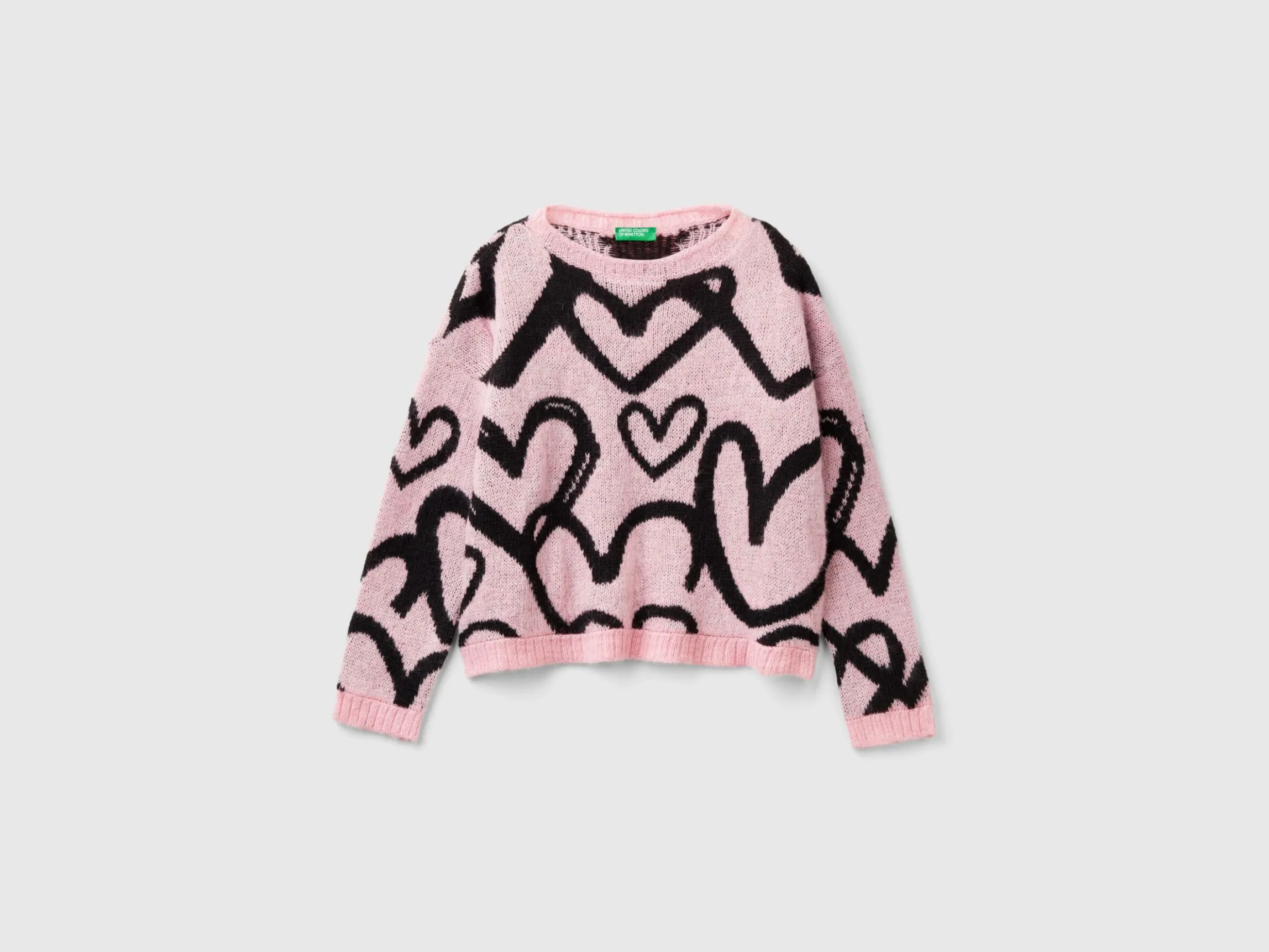 Sweater with jacquard heart motif