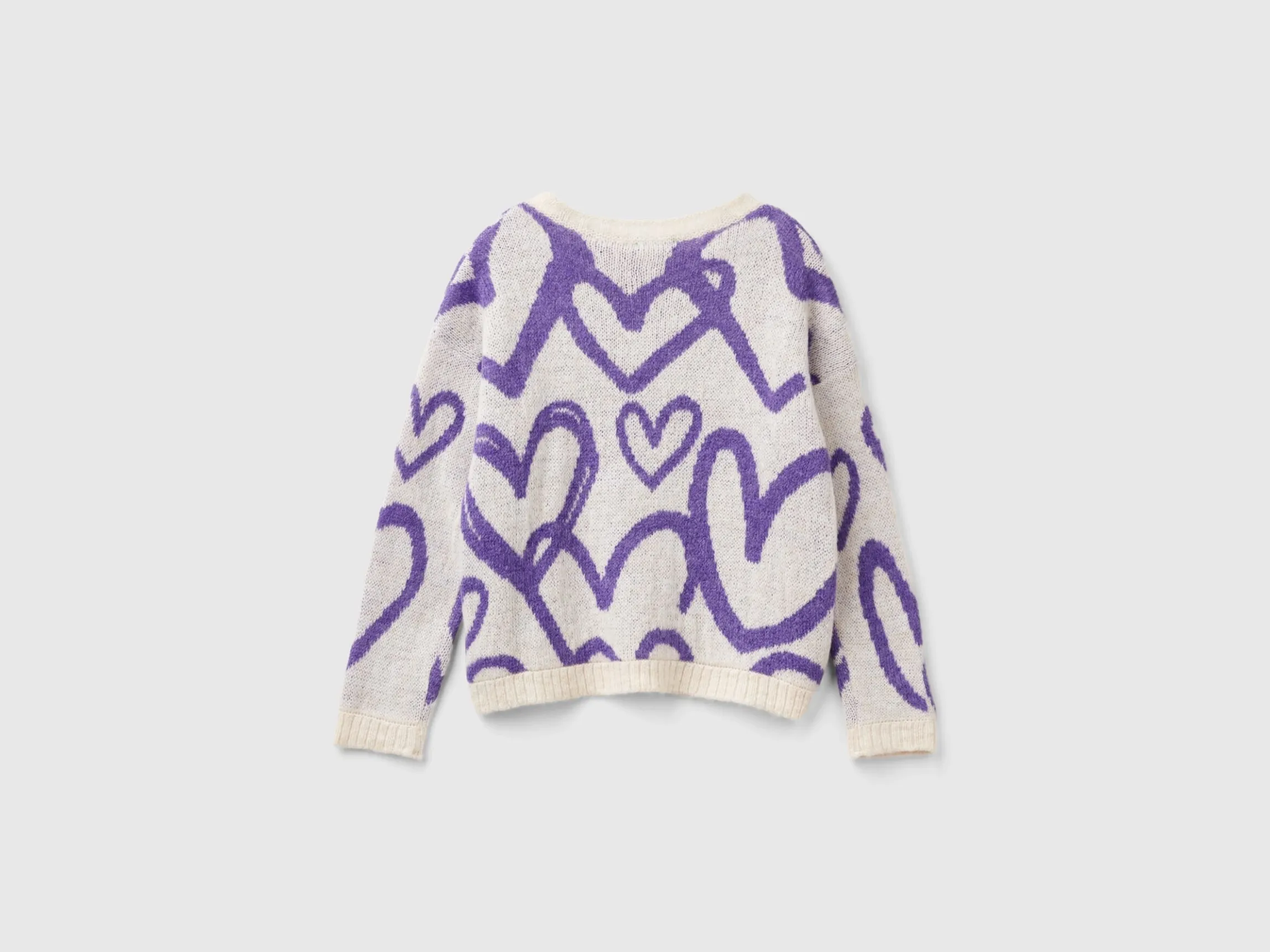 Sweater with jacquard heart motif