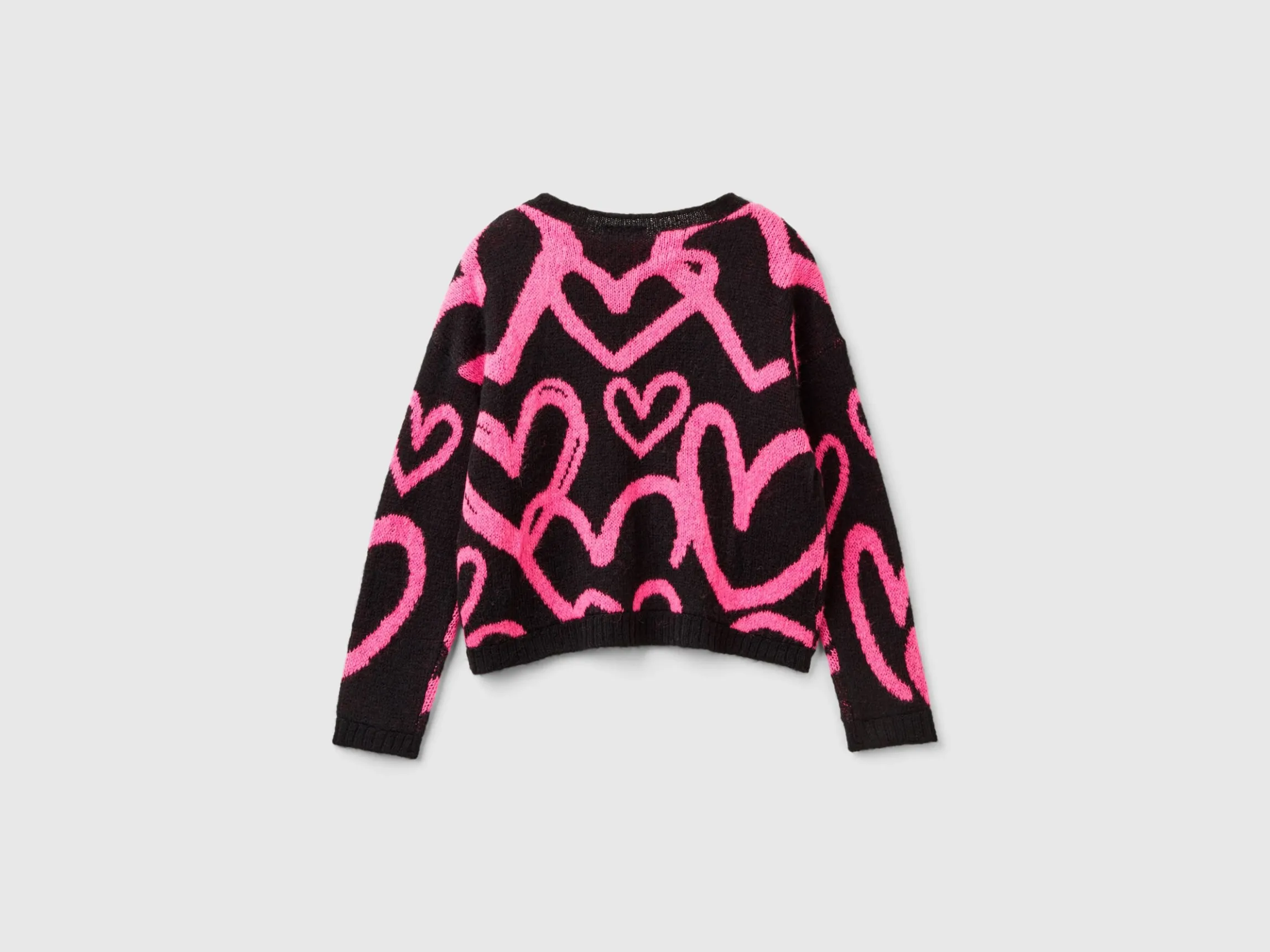 Sweater with jacquard heart motif