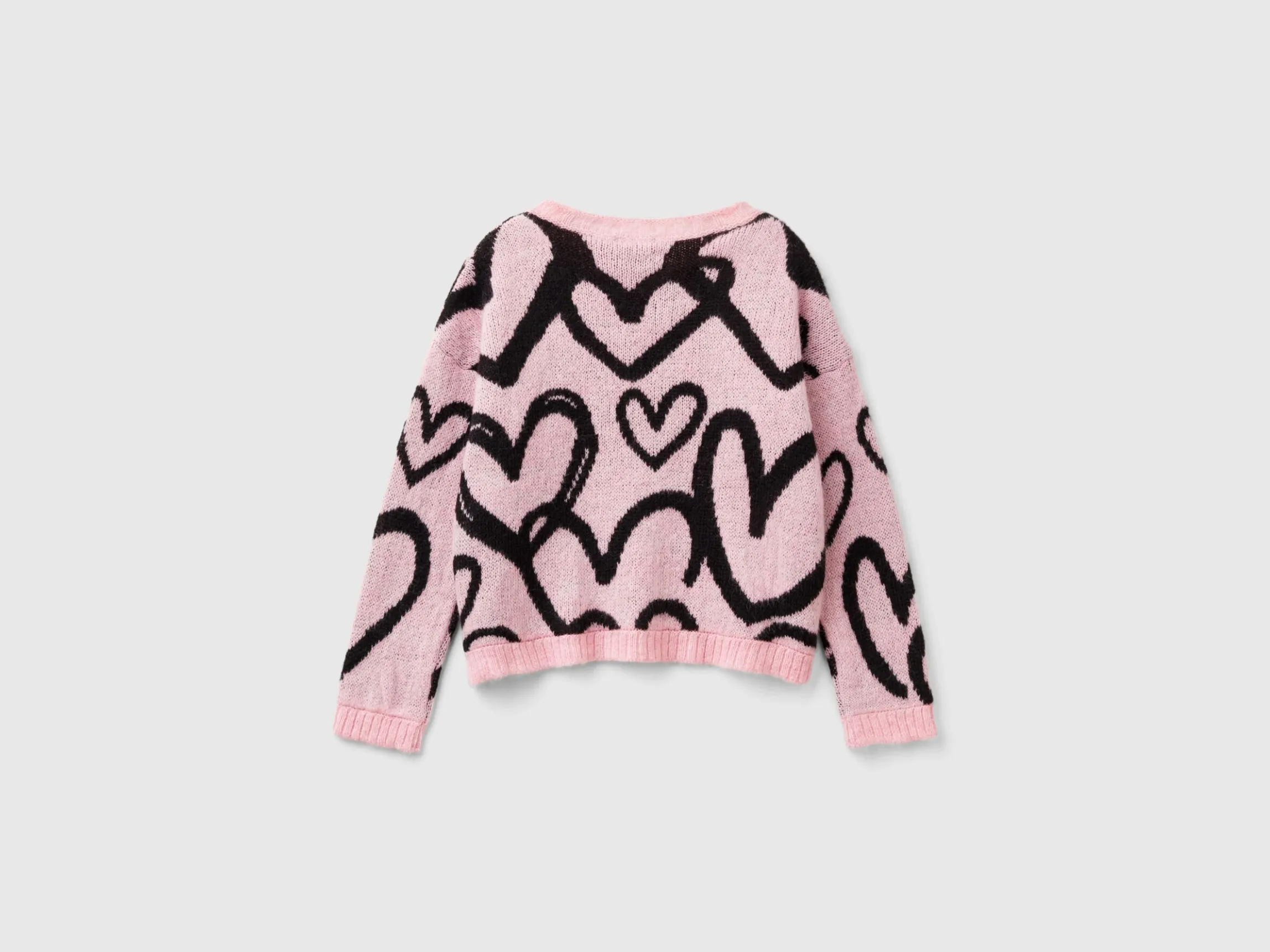 Sweater with jacquard heart motif