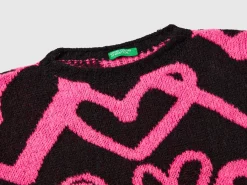 Sweater with jacquard heart motif