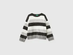 Sweater with recycled fabric and sequins