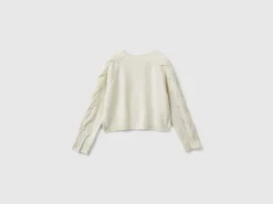 Sweater with recycled fabric and sequins