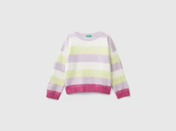 Sweater with recycled fabric and sequins
