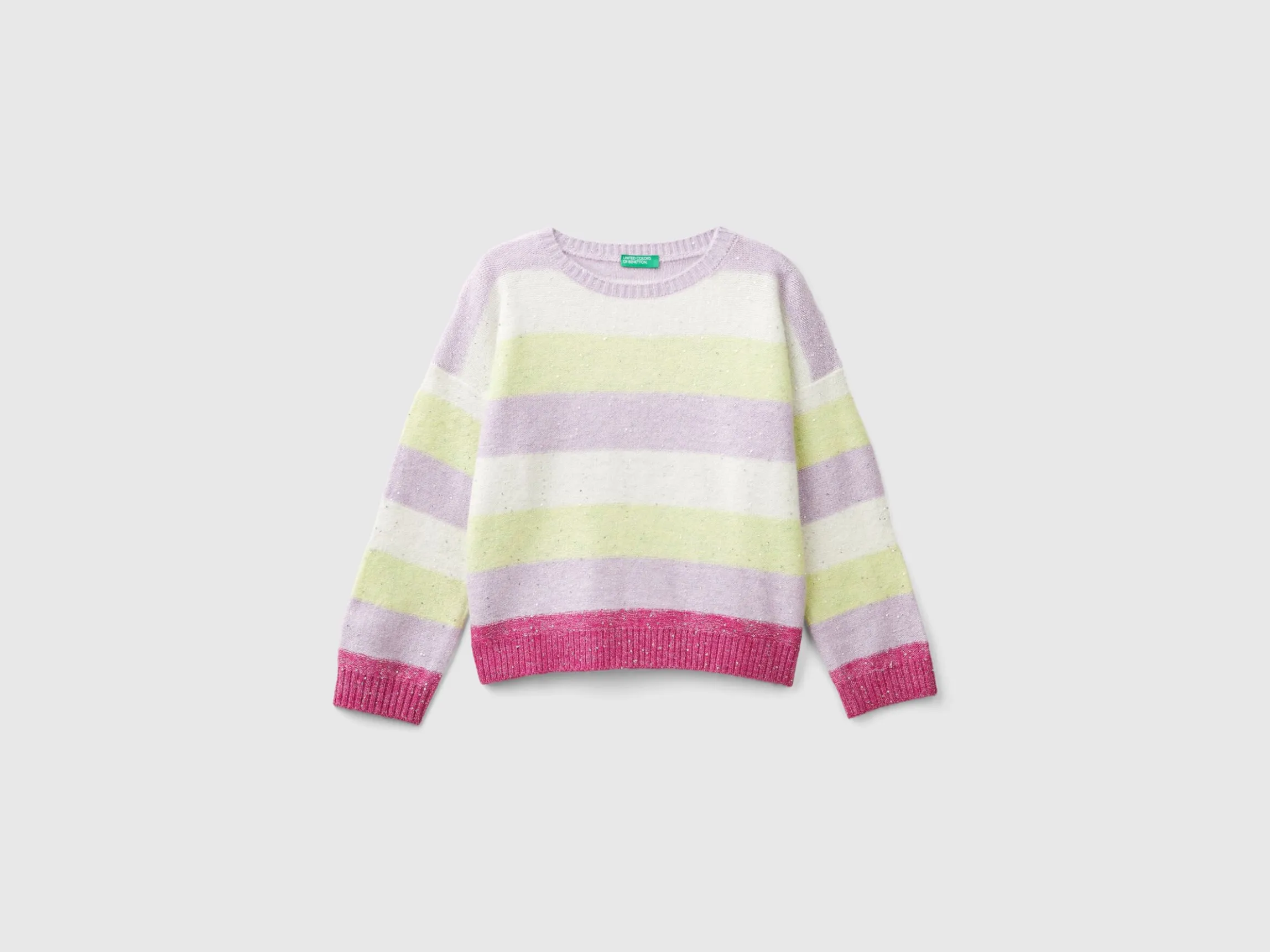 Sweater with recycled fabric and sequins