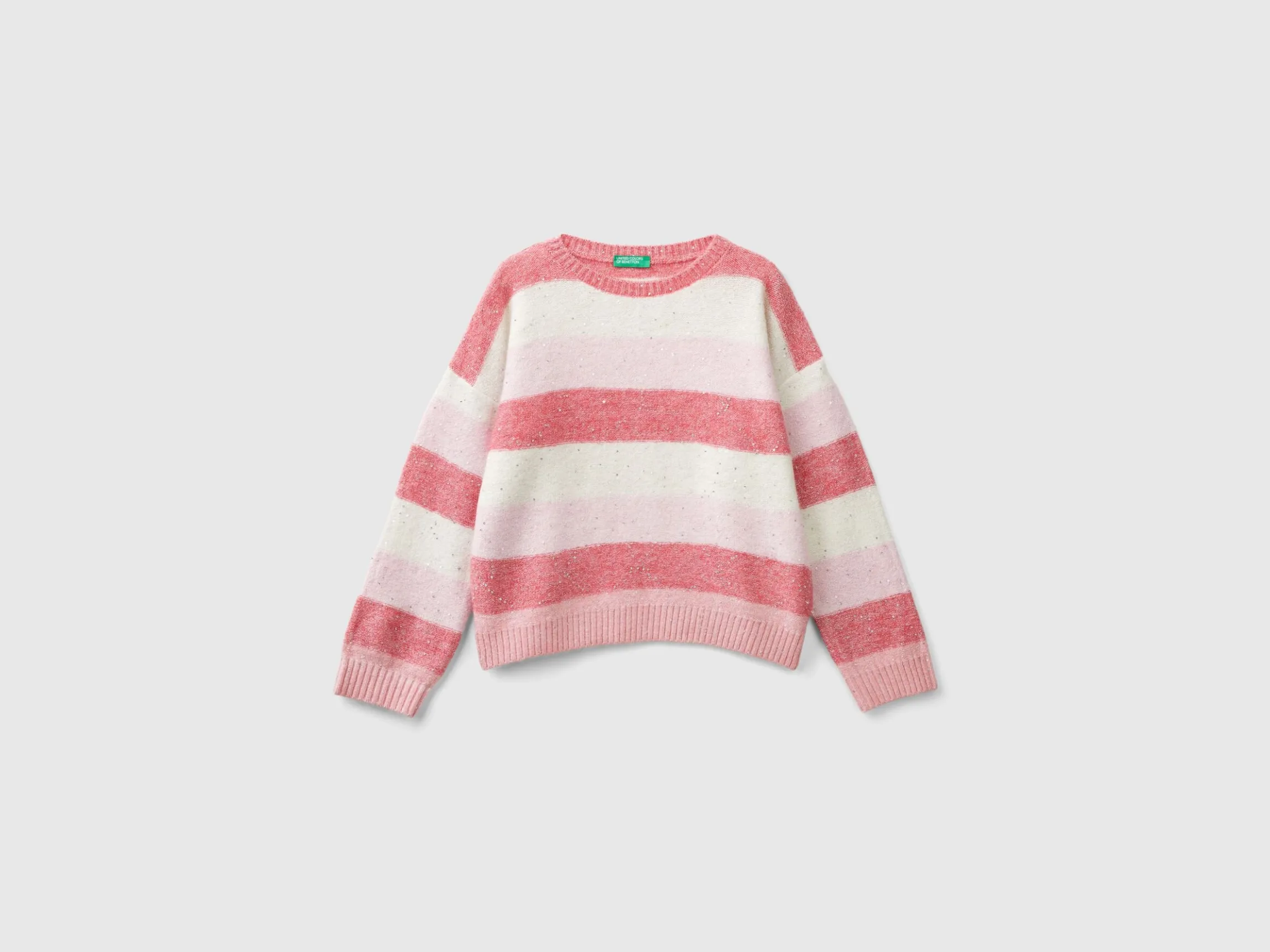 Sweater with recycled fabric and sequins