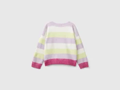 Sweater with recycled fabric and sequins