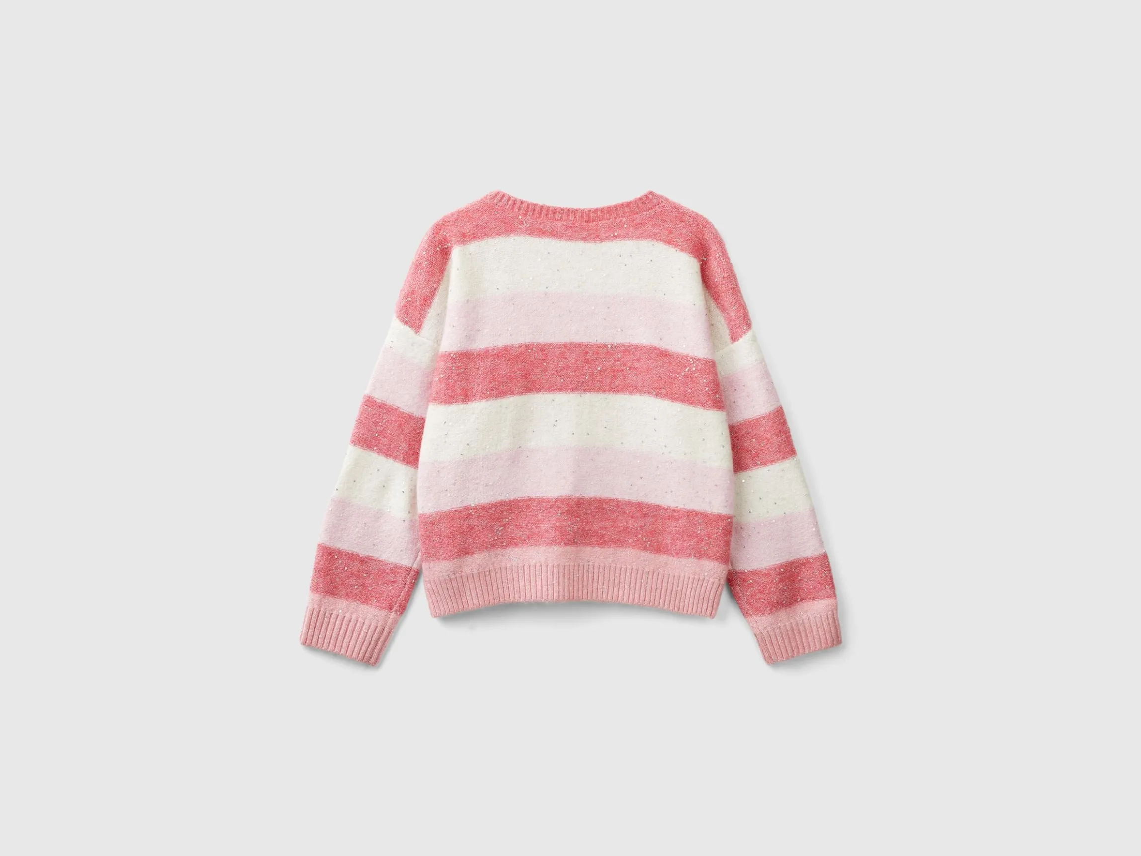 Sweater with recycled fabric and sequins