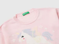 Sweater with unicorn inlay