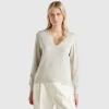 Sweater with V-neck and lurex