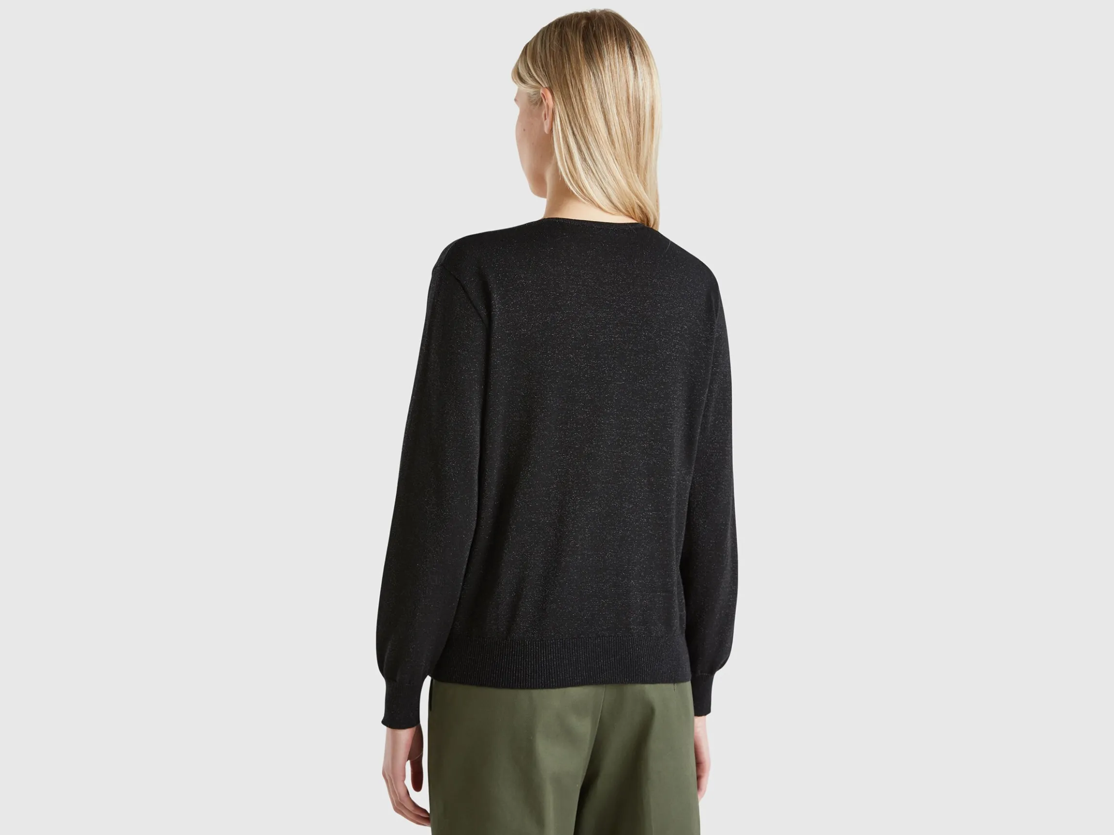 Sweater with V-neck and lurex