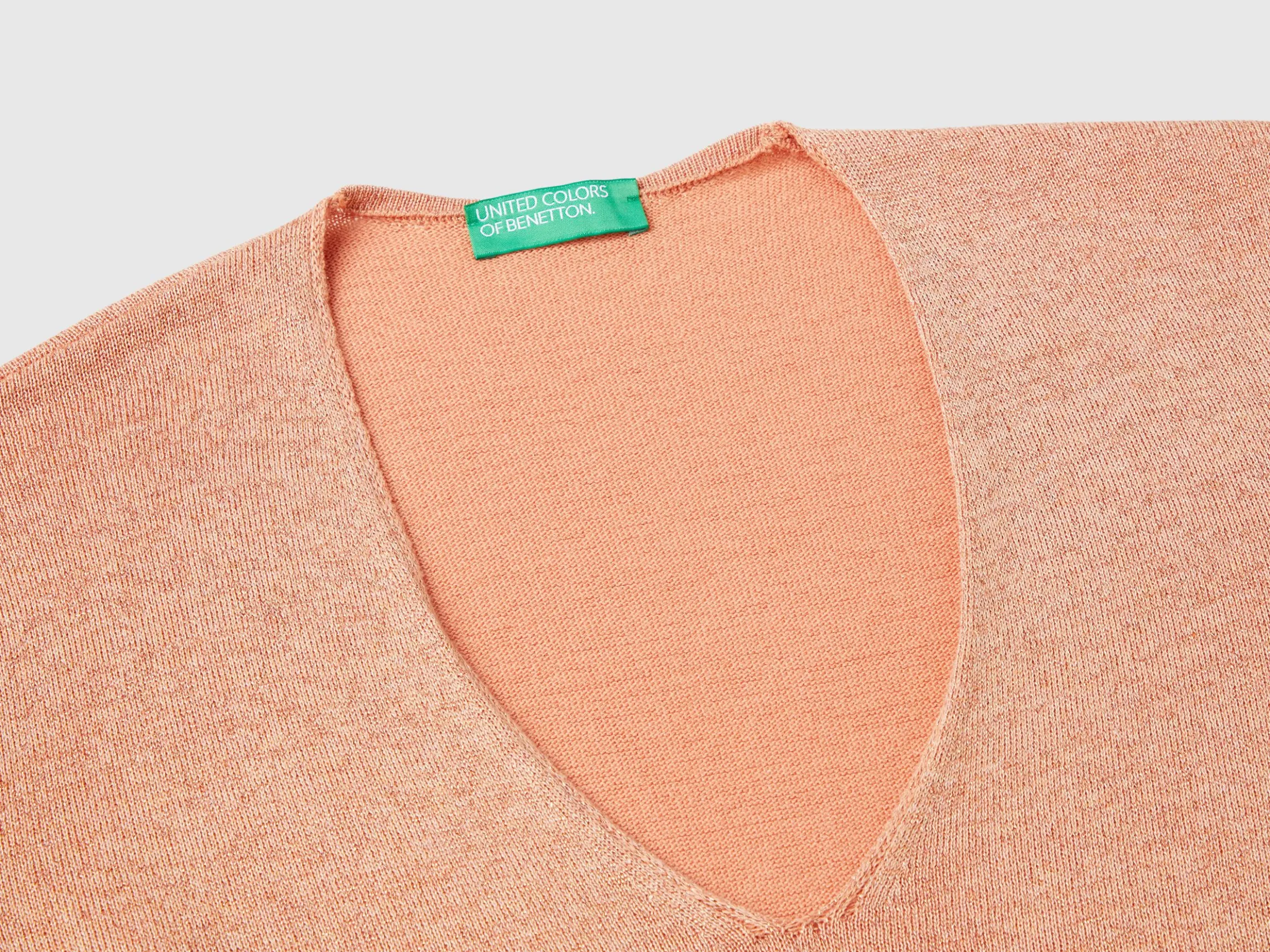 Sweater with V-neck and lurex
