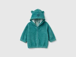 Sweatshirt in chenille with hood