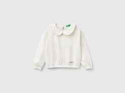 Sweatshirt with collar and glossy print