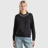 Sweatshirt with jewel effect applique