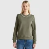Sweatshirt with jewel effect applique