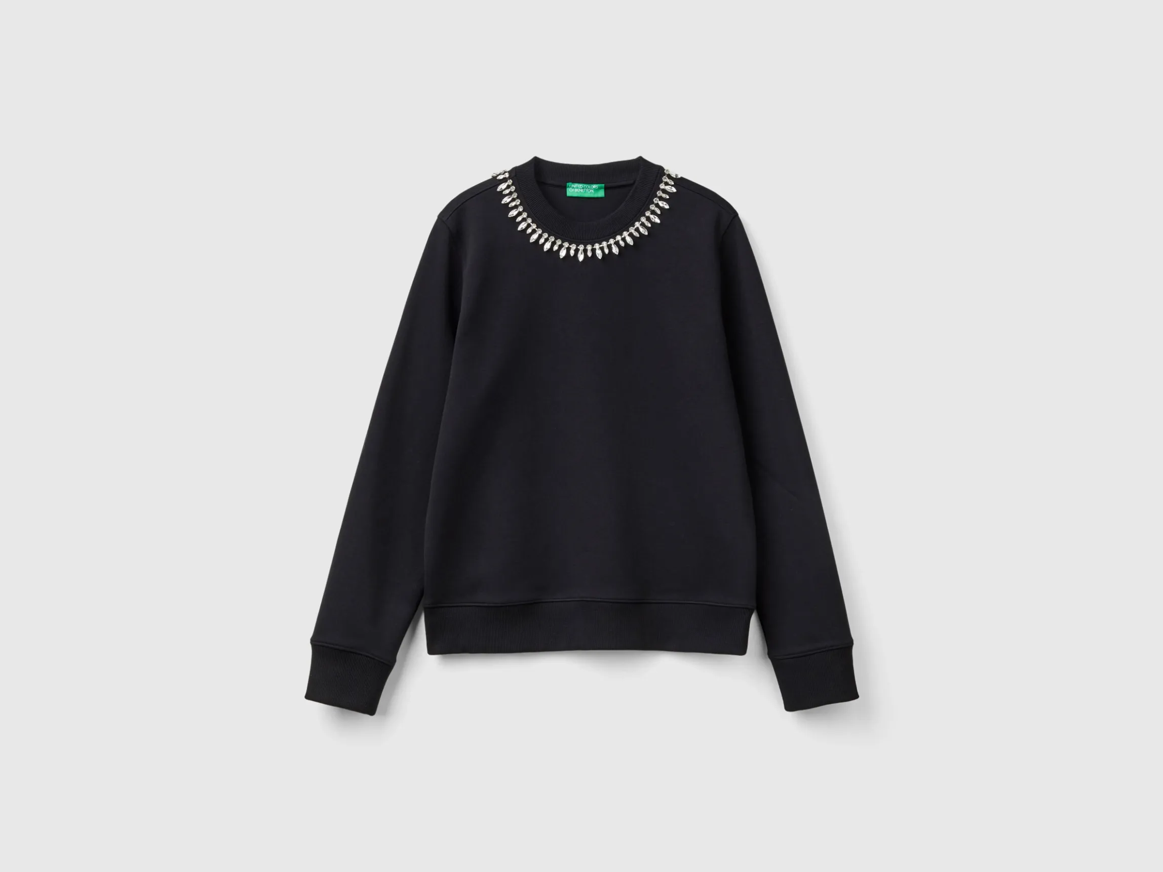 Sweatshirt with jewel effect applique
