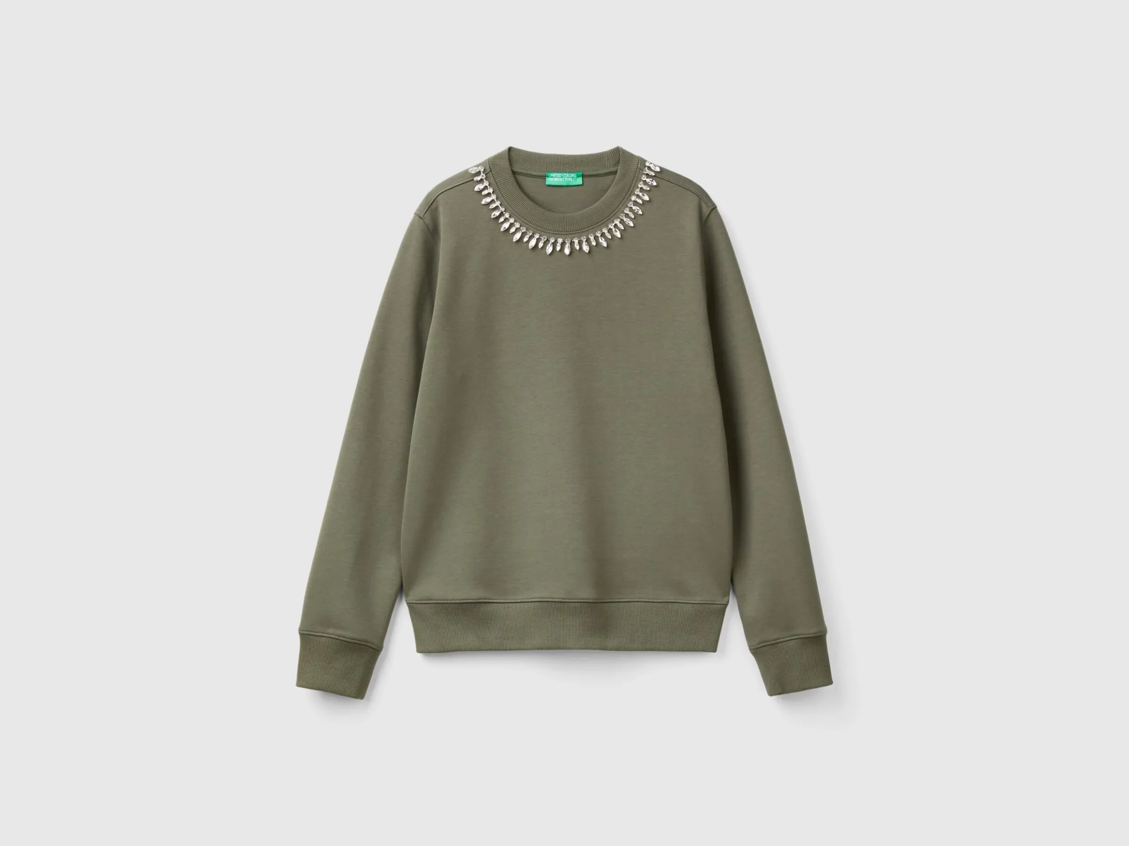 Sweatshirt with jewel effect applique