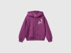 Sweatshirt with zip and sequins