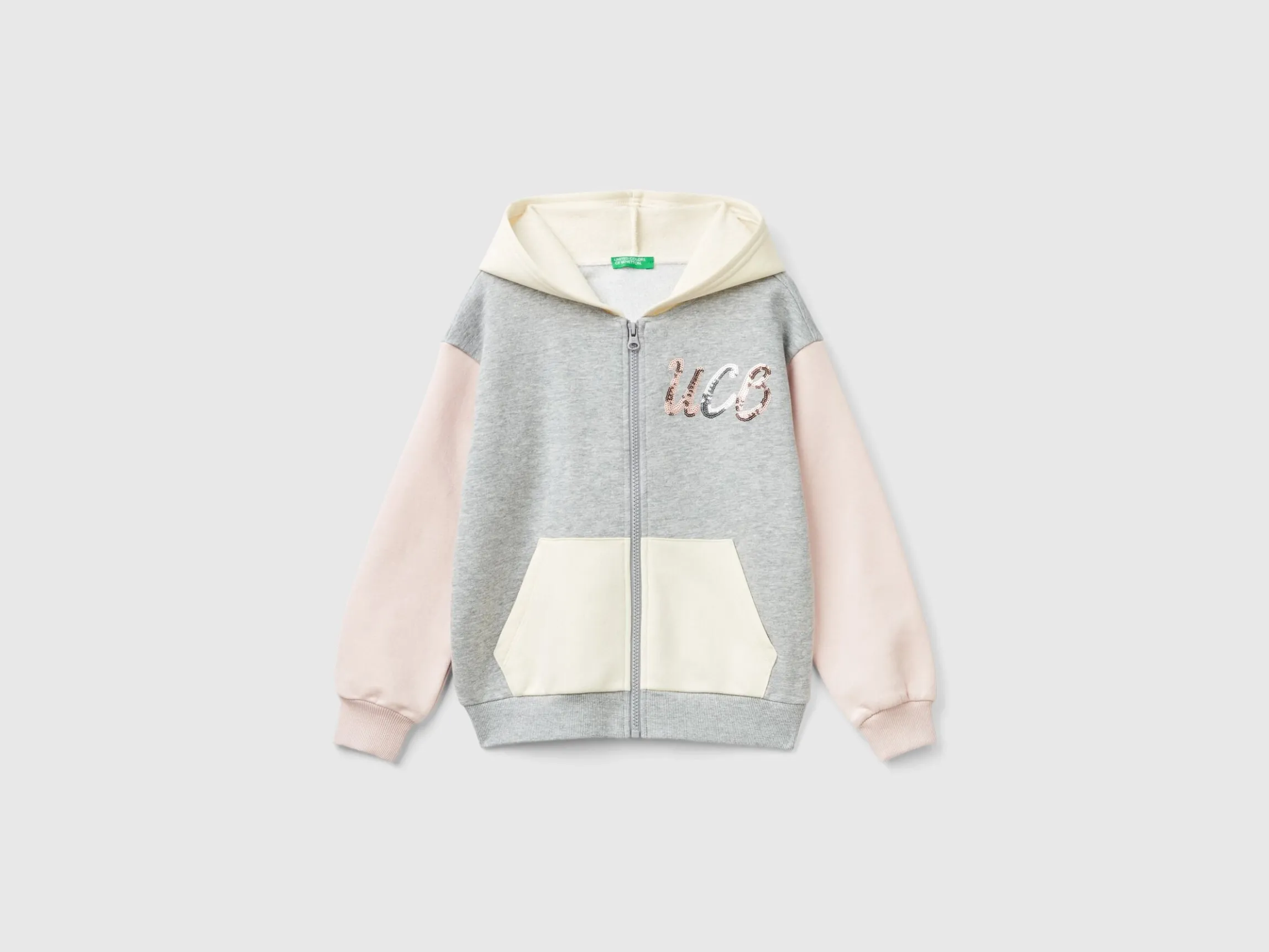 Sweatshirt with zip and sequins