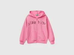 Sweatshirt with zip and sequins