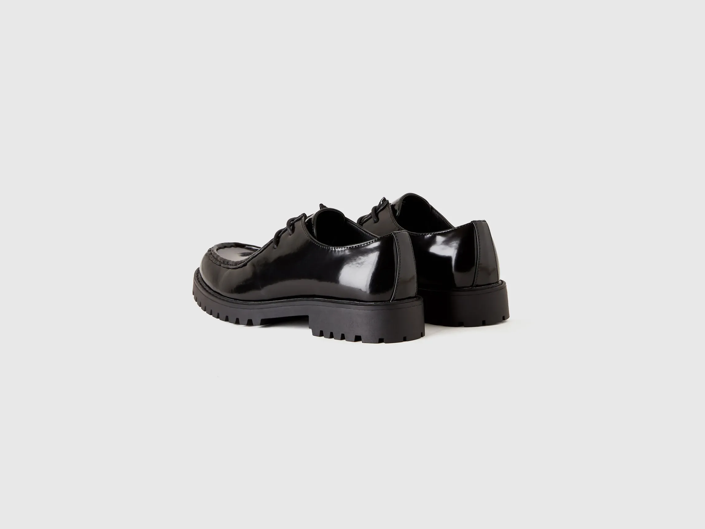 Synthetic patent leather moccasins