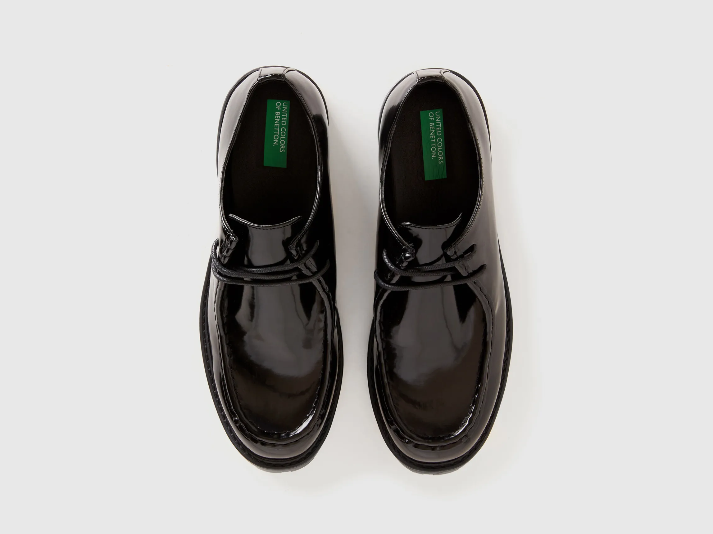 Synthetic patent leather moccasins