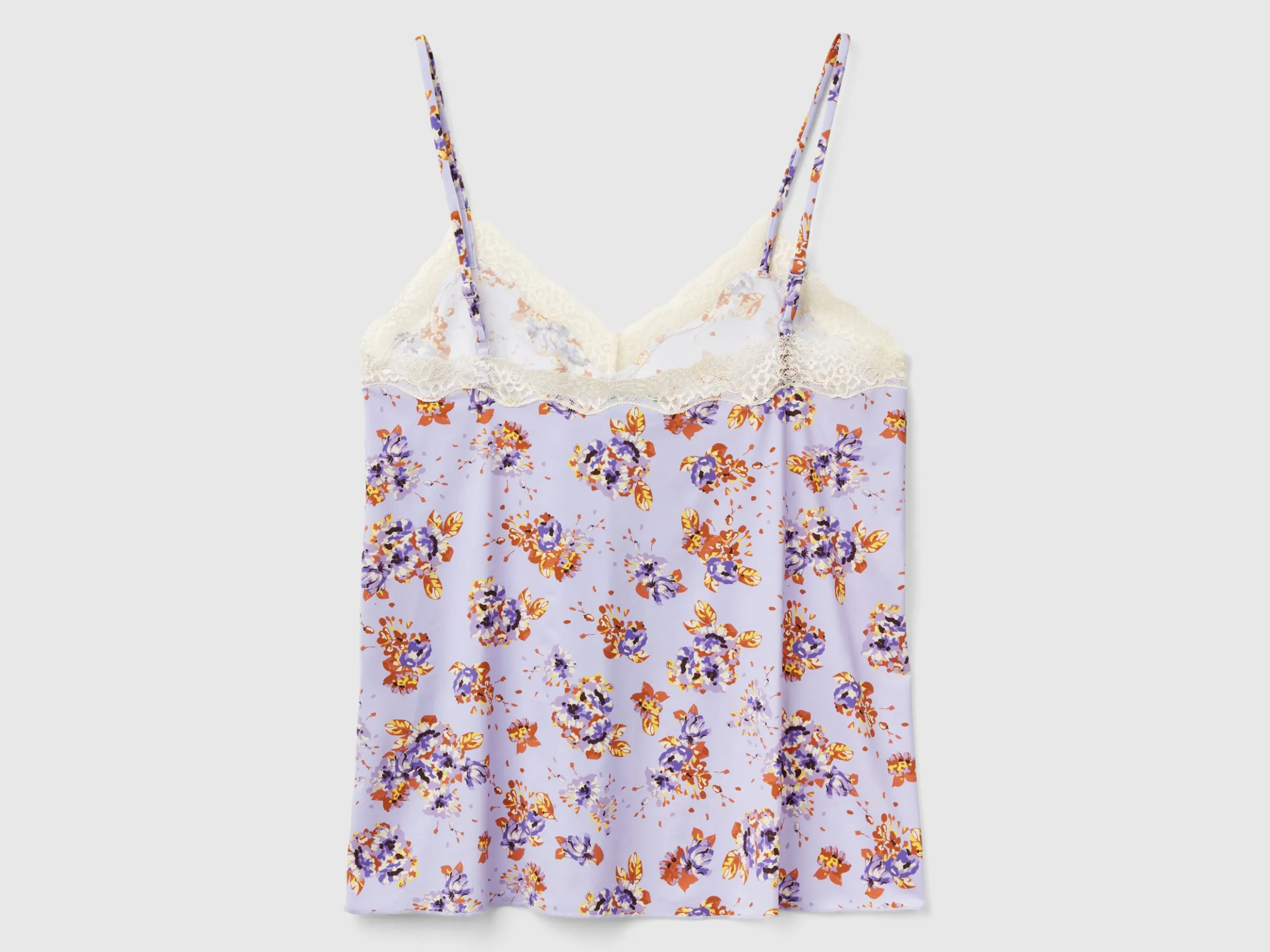 Tank top with lace and floral print