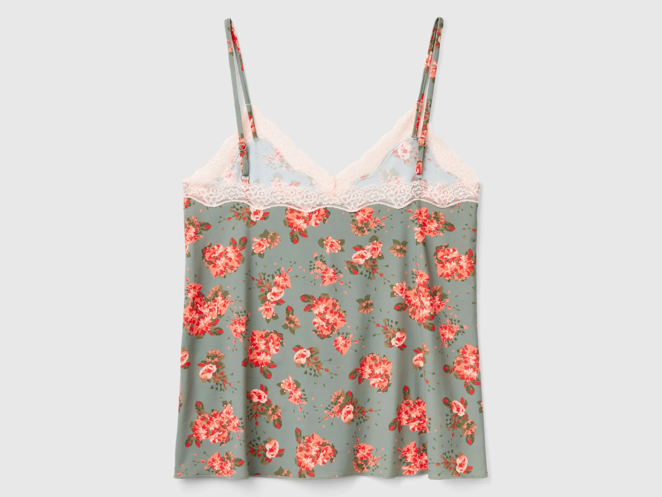 Tank top with lace and floral print