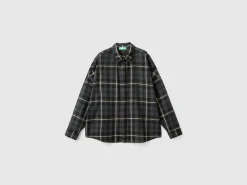 Tartan check wool blend shirt