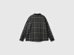 Tartan check wool blend shirt