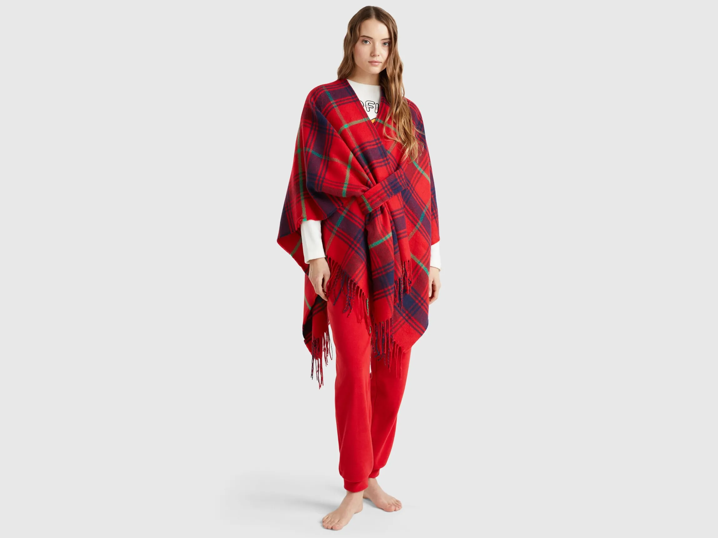 Tartan jacquard cape