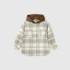 Tartan shirt with velvet hood
