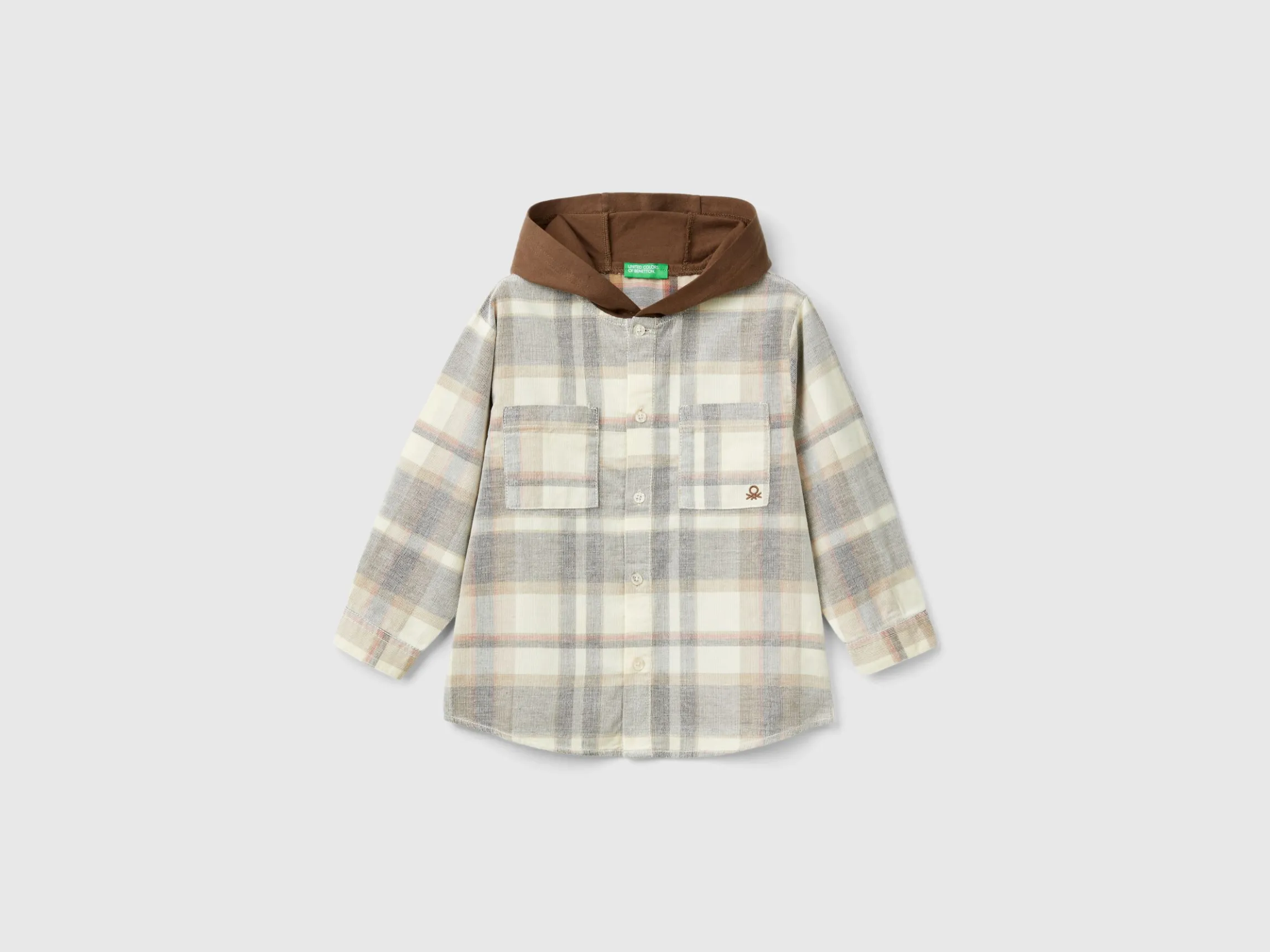 Tartan shirt with velvet hood