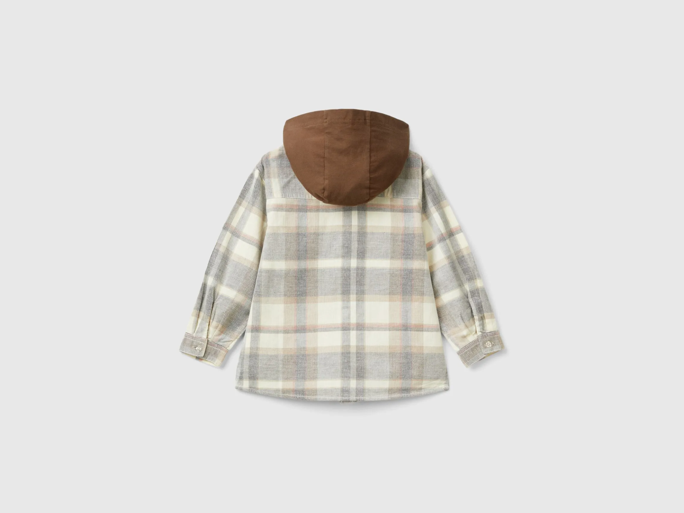 Tartan shirt with velvet hood
