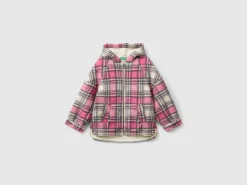 Teddy jacket with check pattern